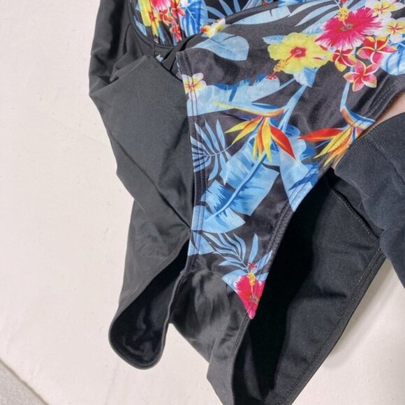 Women’s Black & Floral One Piece Swimsuit Bathing Suit 4XL - Picture 4 of 13